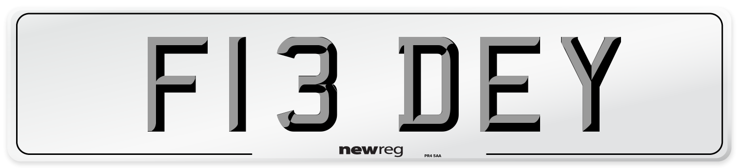 F13 DEY Number Plate from New Reg